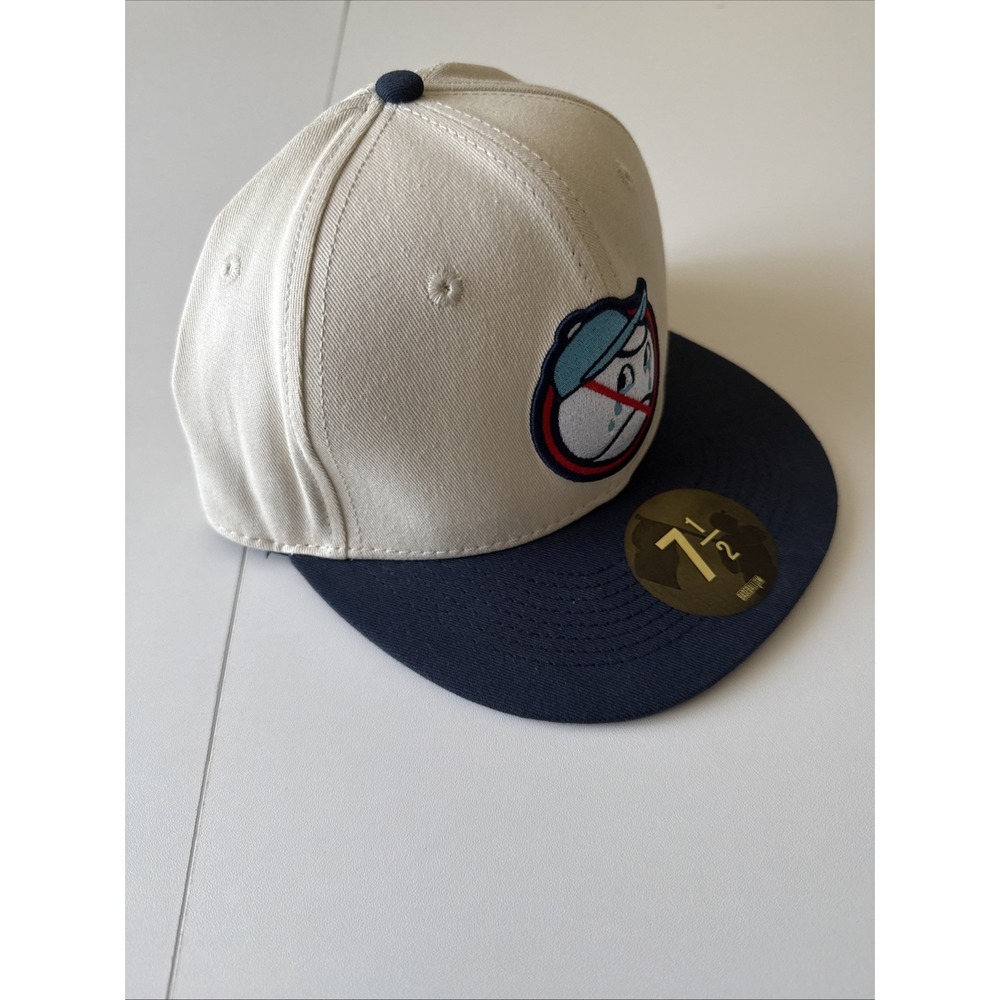 Baseballism No Crying Logo MLB Size 7 1/2 Baseball Cap White And Blue - Picture 2 of 7